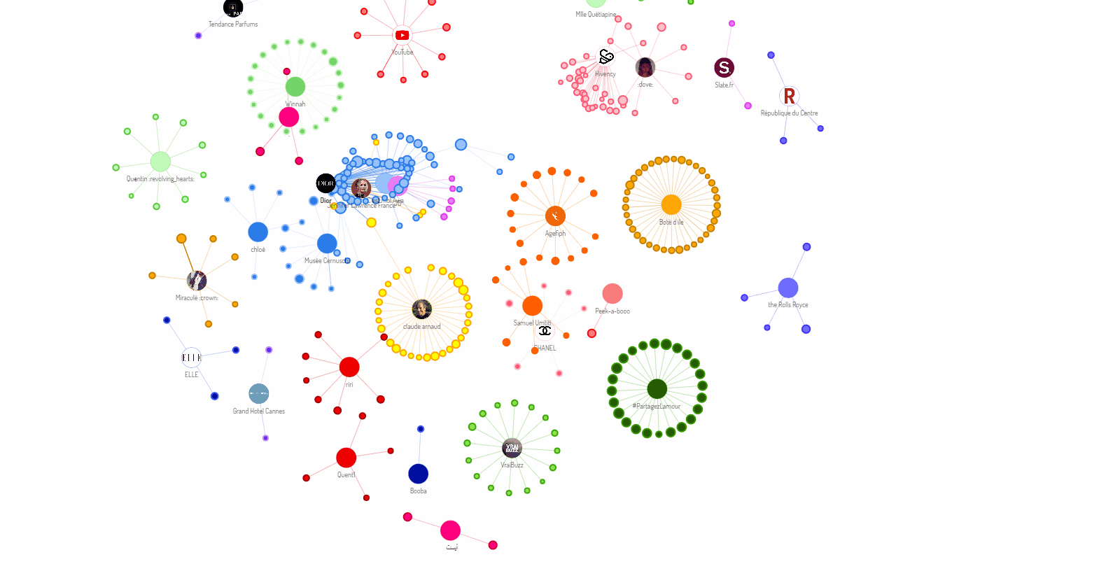 Cartographie interactive d’univers d’influenceurs dans le secteur cosmétiques (Digimind)