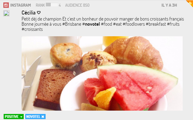 Avis client Instagram via Digimind Social