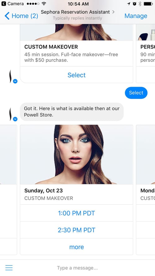 Sephora-Reservation-Assistant-chatbot-on-Facebook-Messenger 
