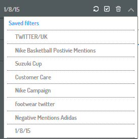 filtros guardados en la plataforma Digimind Social