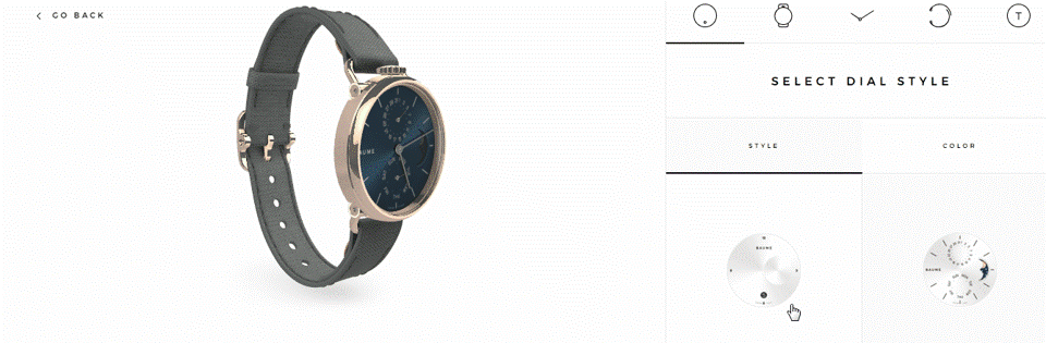 Baume : Interface 3D pour configurer sa montre