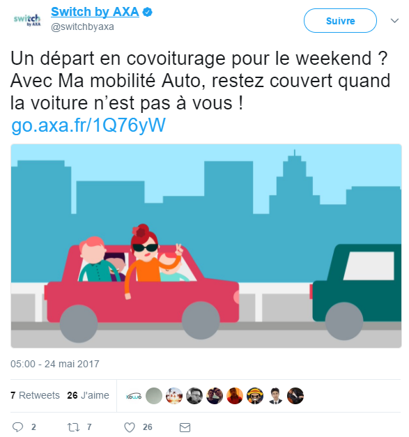 Tweet du compte "Switch by Axa"