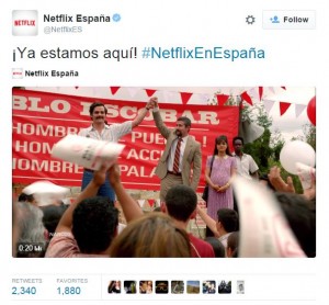 Tuit de Netflix España bienvenida