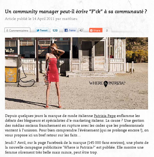 un community manager peut-il écrire F*ch à sa communauté