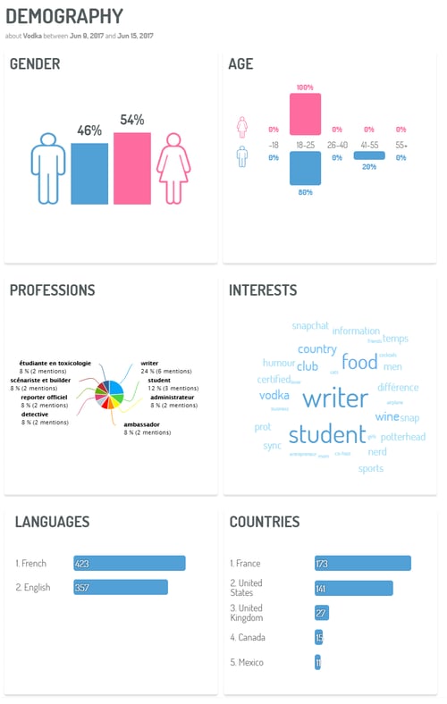 Le customer profiling à partir des insights sociaux (marques de vodka) via Digimind Social