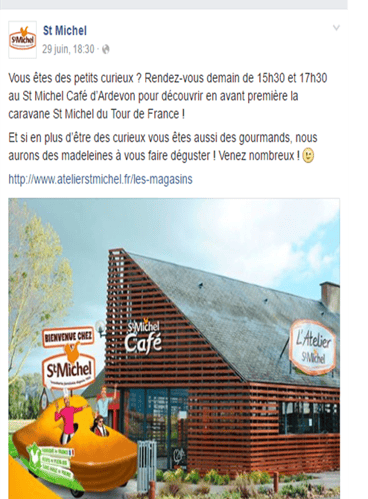 St-Mcihel Café et Caravane du Tour de France: Inviter à découvrir les produits IRL via les médias sociaux et coupler avec un événement sportif majeur