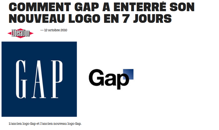 Machine arrière pour le changement de logo de Gap en 2010