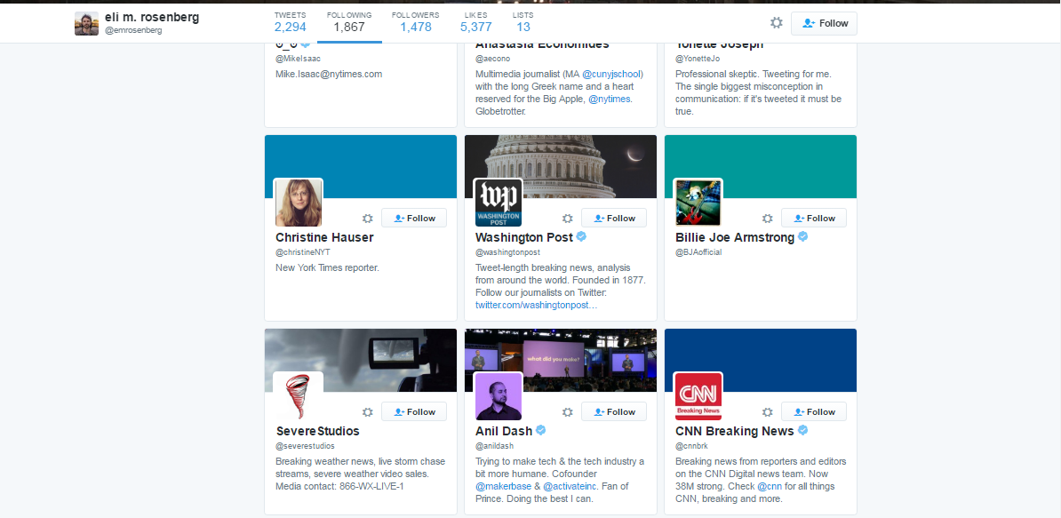 Some of those being followed on @emrosenberg Twitter account