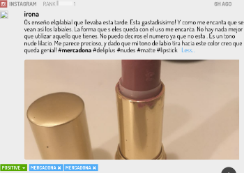 Comentario en Instagram sobre barra de labios Mercadona