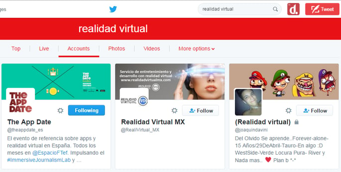 realidad virtual twitter cuentas