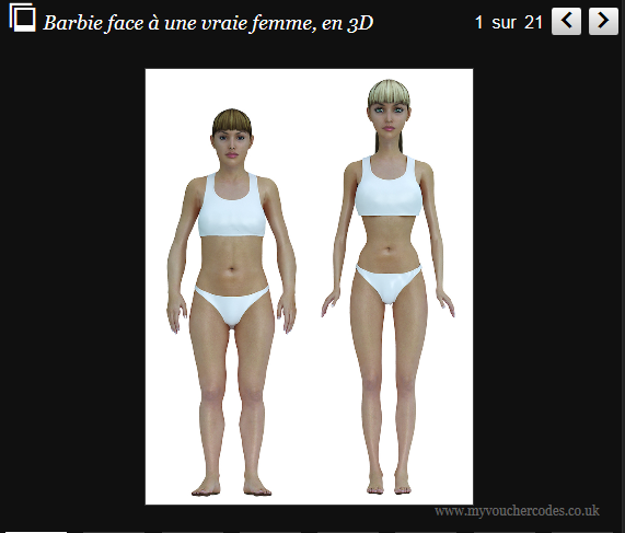 huffington post screenshot muestra silueta de barbie contra una mujer real