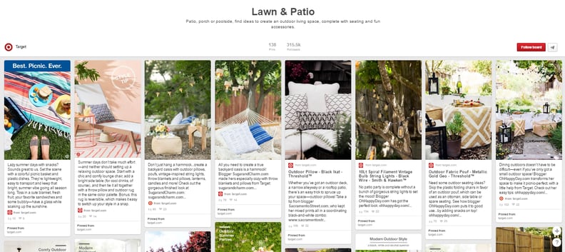 A screenshot of a Pinterest board for Target