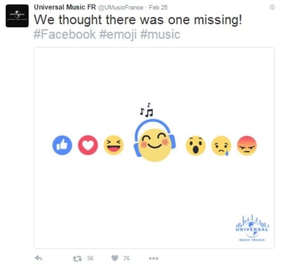 Universal Music Facebook reactions.