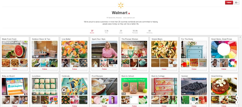 A screenshot of a Pinterest board for Walmart