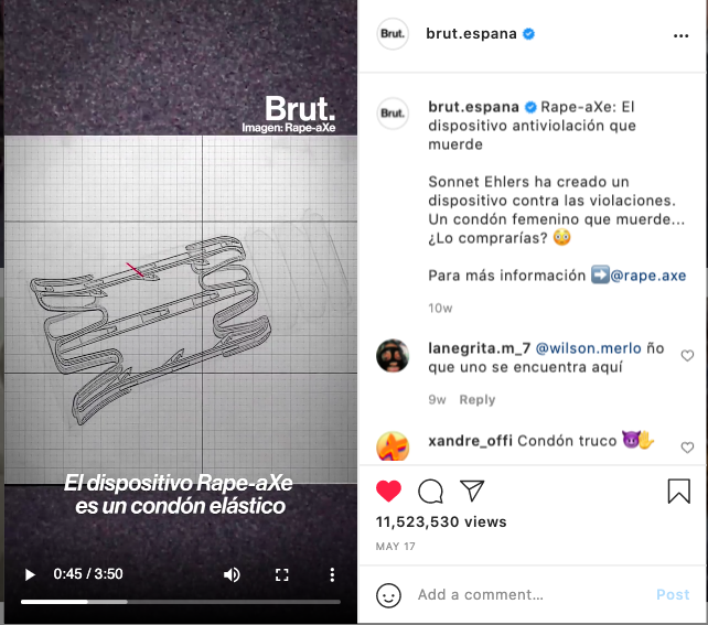 Capture d'écran d'une publication Instagram du compte espagnol du média Brut