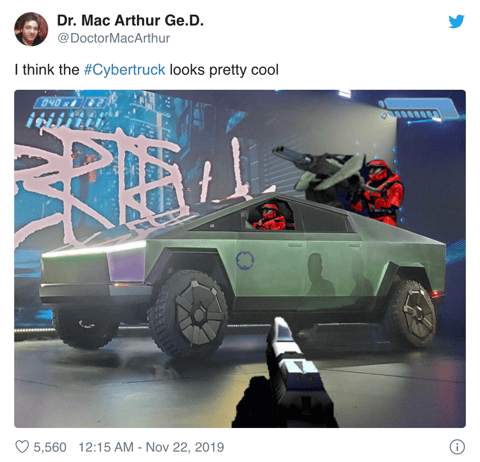 Twitter users created Halo inspired Cybertruck memes