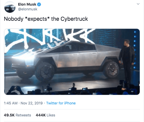 Elon Musk’s Twitter Announcement of the Cybertruck