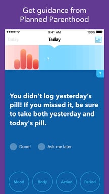 planned parenthood missed pill advice screenshot