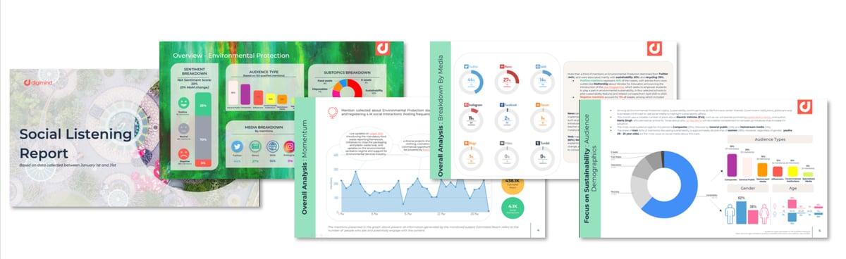 Reporting Social Media : Extrait d'un rapport d'analyse Social Media mensuel.