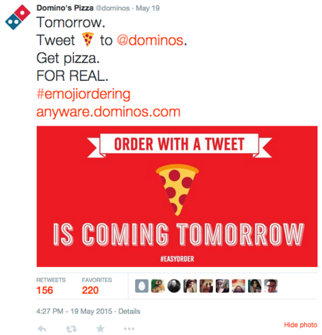 Domino's Pizza starts a new campaign to engage consumers through emoji pizza ordering