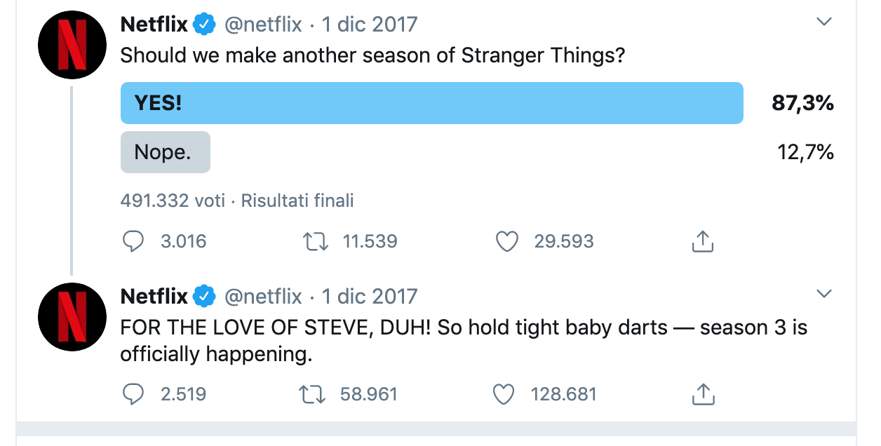 A screenshot showing Netflix using consumer feedback via social media